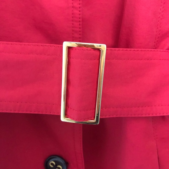 Gallery Red Trench Rain Coat with Belt - Picture 6 of 11